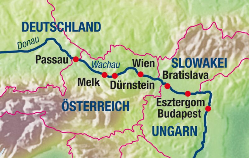 Route auf der Donau